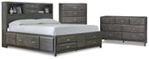 Diamond Furniture - Ashley Furniture - Caitbrook Queen Storage Bed, Dresser and Chest - Queen Storage Bed, Dresser and Chest - B476B8