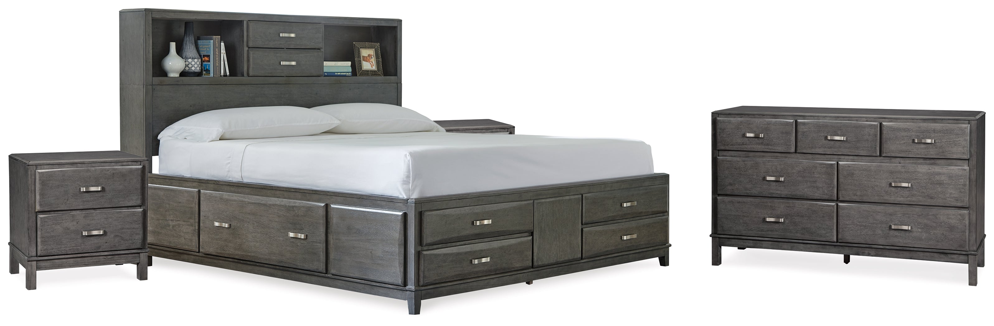 Diamond Furniture - Ashley Furniture - Caitbrook King Storage Bed, Dresser and 2 Nightstands - King Storage Bed, Dresser and 2 Nightstands - B476B18