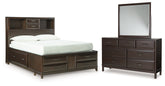 Diamond Furniture - Ashley Furniture - Vanmore Queen Storage Bed, Dresser and Mirror - Queen Storage Bed, Dresser and Mirror - B479B3