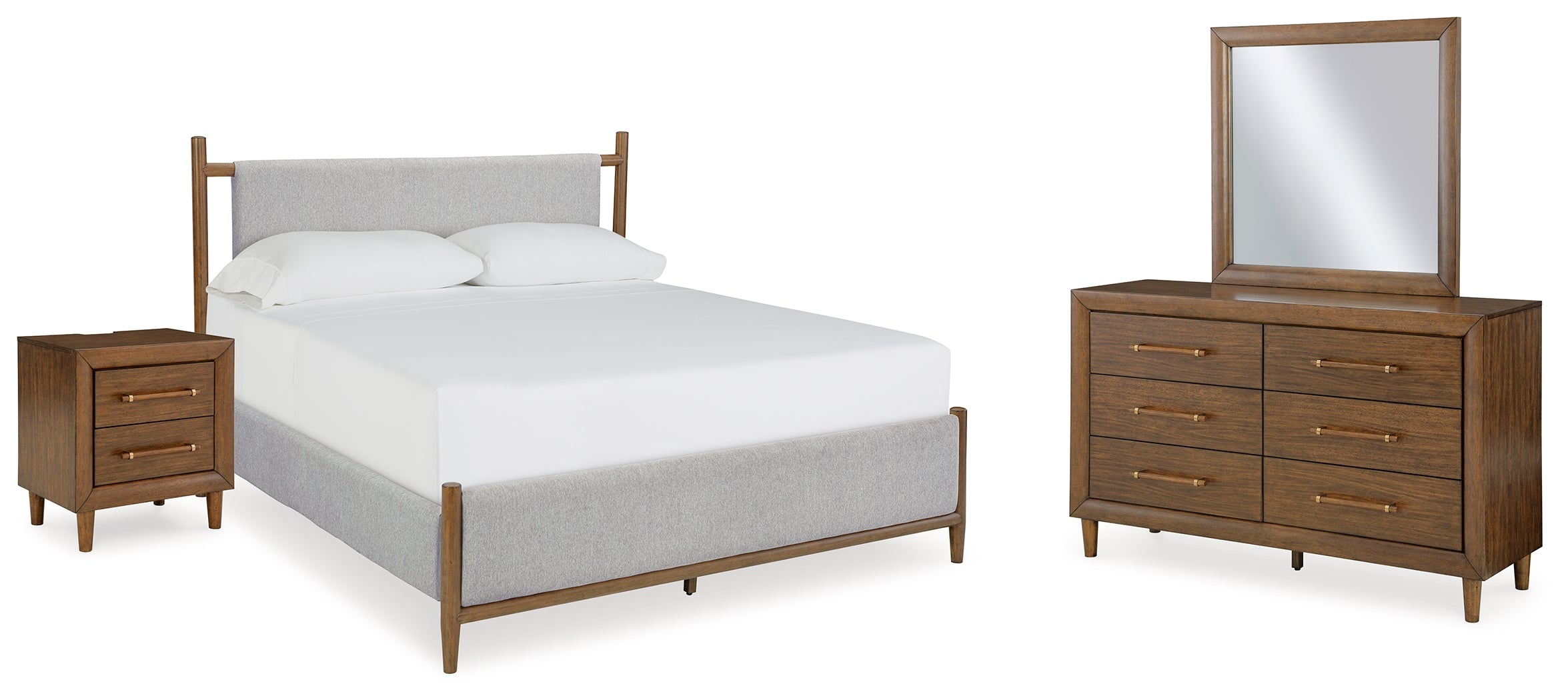 Diamond Furniture - Ashley Furniture - Lyncott Queen Upholstered Bed, Dresser, Mirror and Nightstand - Queen Upholstered Bed, Dresser, Mirror and Nightstand - B615B12
