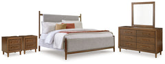 Diamond Furniture - Ashley Furniture - Lyncott Queen Upholstered Bed, Dresser, Mirror and 2 Nightstands - Queen Upholstered Bed, Dresser, Mirror and 2 Nightstands - B615B14