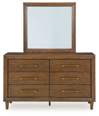 Lyncott Queen Upholstered Bed, Dresser, Mirror and Nightstand