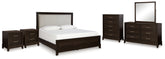 Diamond Furniture - Ashley Furniture - Neymorton King Panel Bed, Dresser, Mirror, Chest and 2 Nightstands - King Panel Bed, Dresser, Mirror, Chest and 2 Nightstands - B618B12