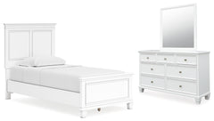 Diamond Furniture - Ashley Furniture - Fortman Twin Panel Bed, Dresser and Mirror - Twin Panel Bed, Dresser and Mirror - B680B7