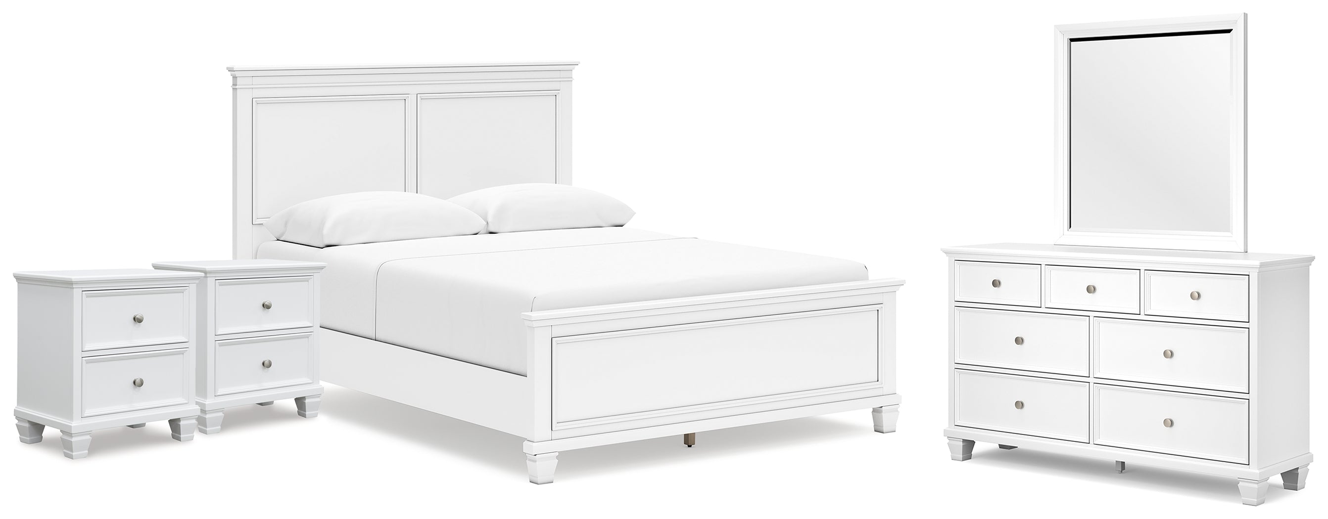 Diamond Furniture - Ashley Furniture - Fortman Queen Panel Bed, Dresser, Mirror and 2 Nightstands - Queen Panel Bed, Dresser, Mirror and 2 Nightstands - B680B16