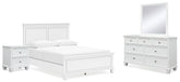 Diamond Furniture - Ashley Furniture - Fortman Queen Panel Bed, Dresser, Mirror and Nightstand - Queen Panel Bed, Dresser, Mirror and Nightstand - B680B12