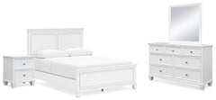 Diamond Furniture - Ashley Furniture - Fortman Queen Panel Bed, Dresser, Mirror and Nightstand - Queen Panel Bed, Dresser, Mirror and Nightstand - B680B12