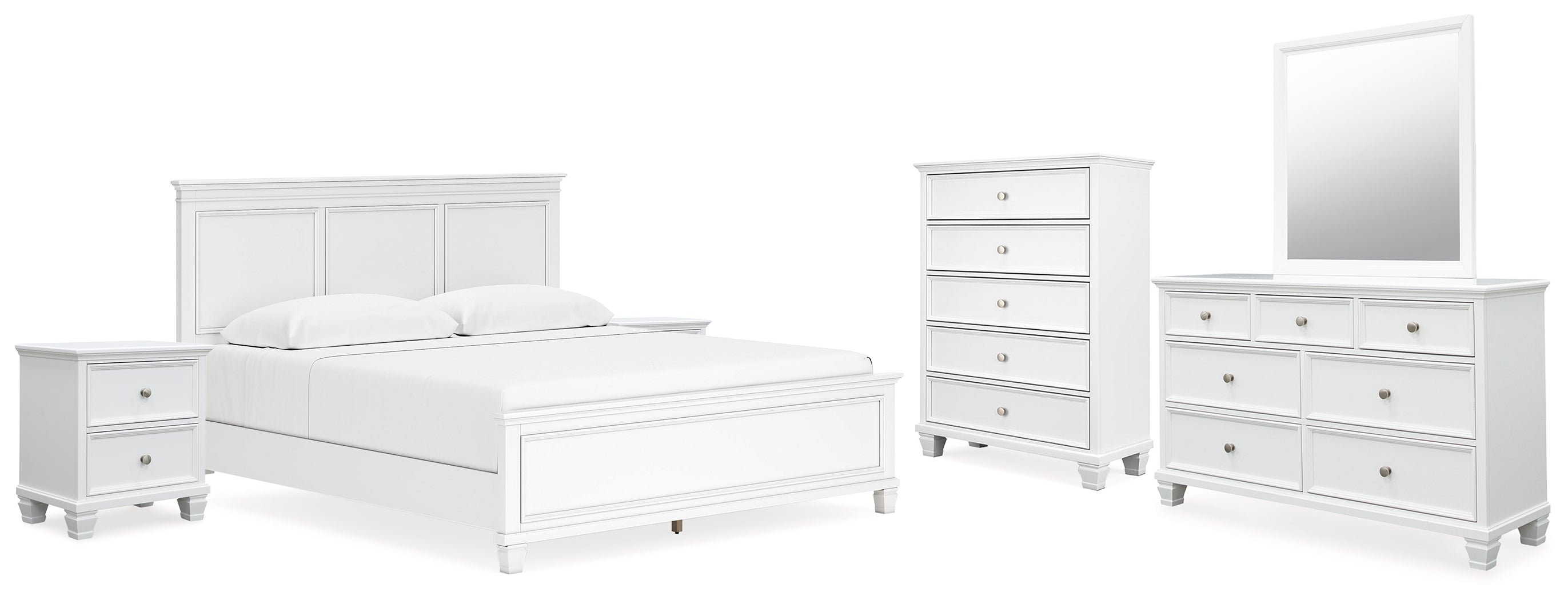 Diamond Furniture - Ashley Furniture - Fortman King Panel Bed, Dresser, Mirror, Chest and 2 Nightstands - King Panel Bed, Dresser, Mirror, Chest and 2 Nightstands - B680B19