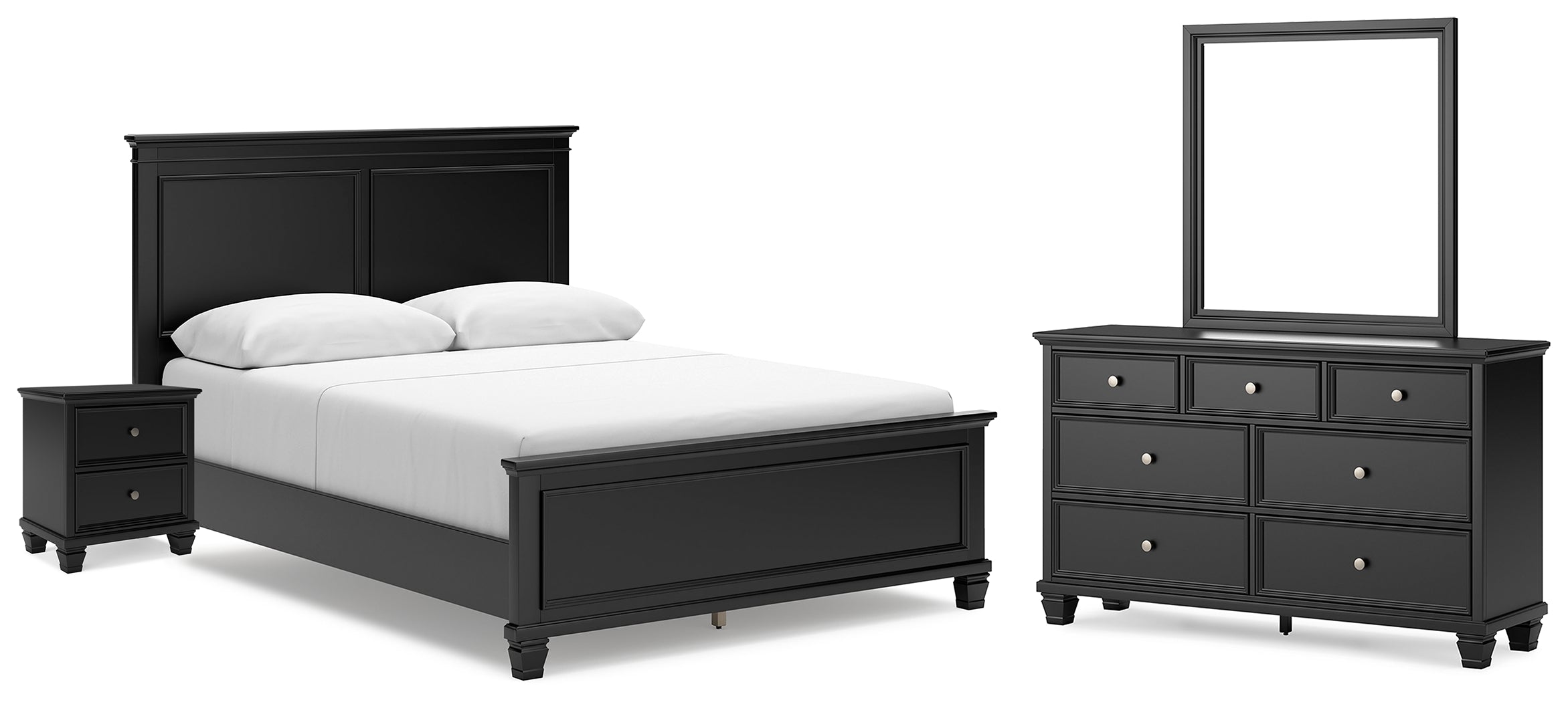 Diamond Furniture - Ashley Furniture - Lanolee Queen Panel Bed, Dresser, Mirror and Nightstand - Queen Panel Bed, Dresser, Mirror and Nightstand - B687B15