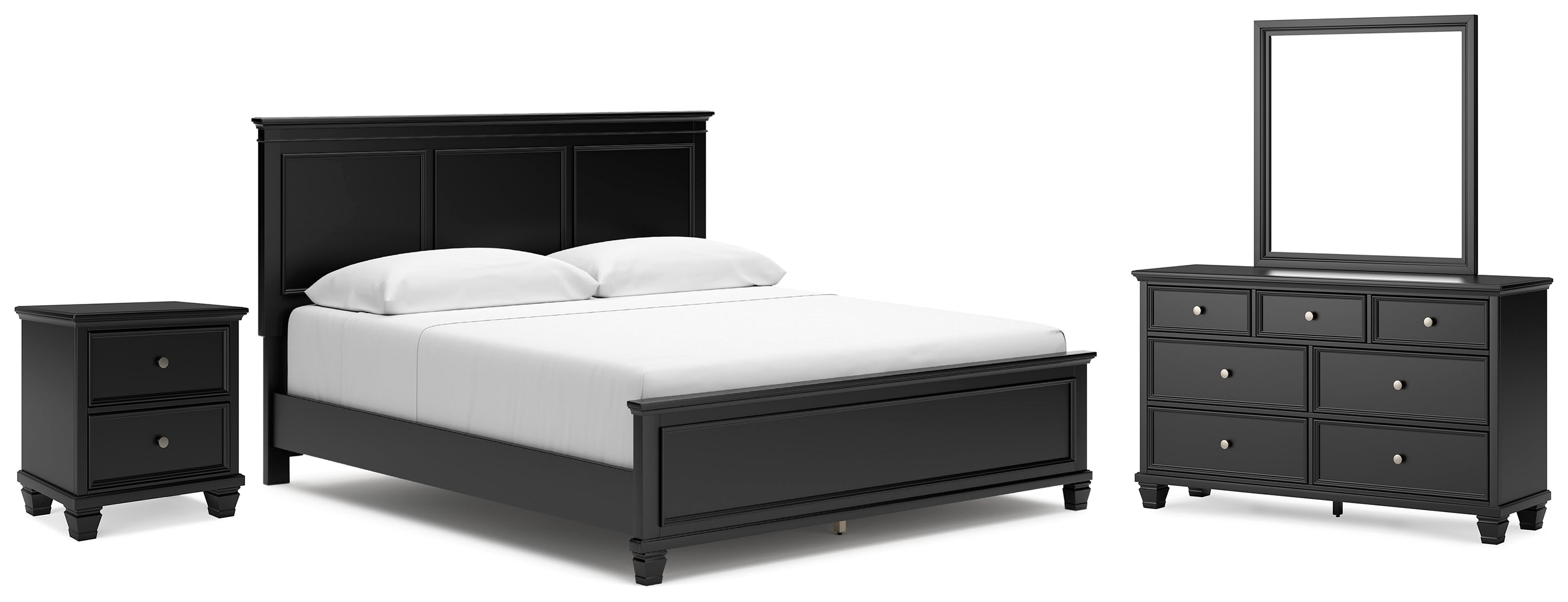 Diamond Furniture - Ashley Furniture - Lanolee King Panel Bed, Dresser, Mirror and Nightstand - King Panel Bed, Dresser, Mirror and Nightstand - B687B31