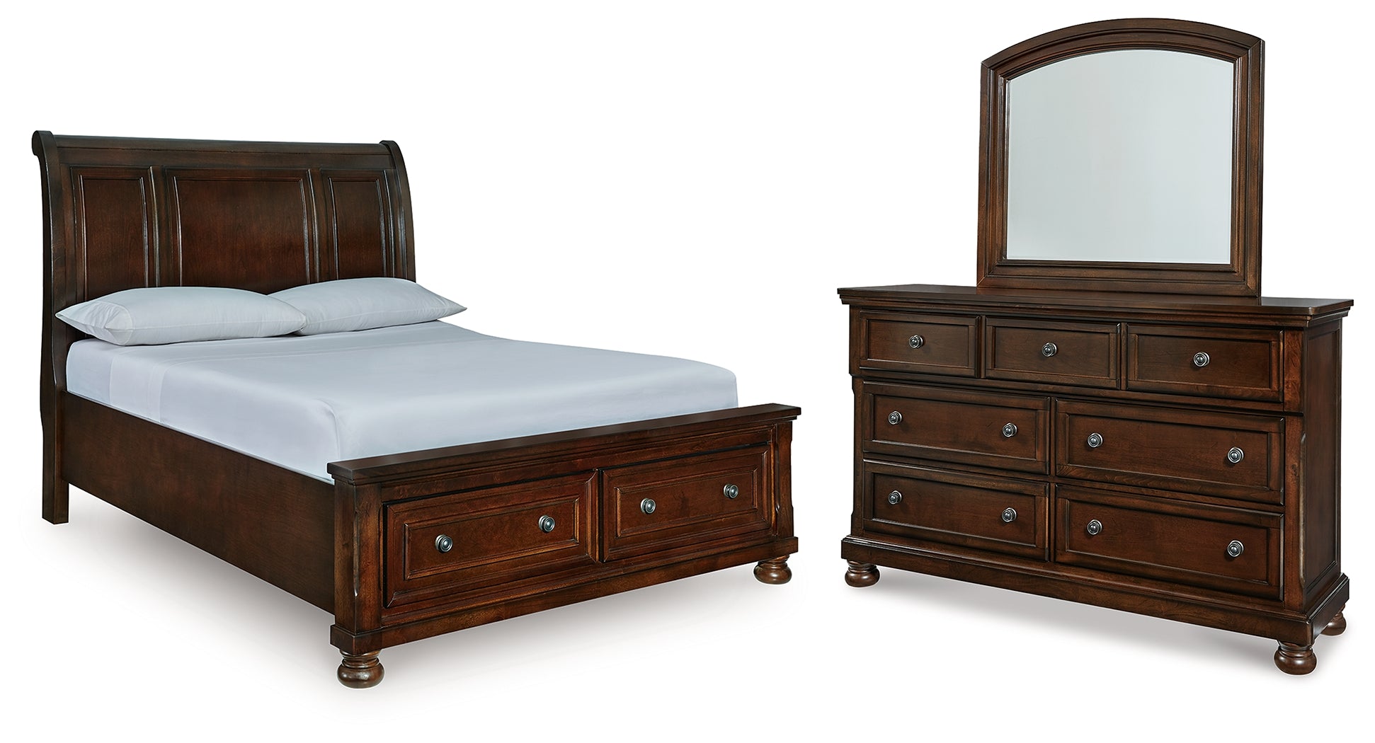 Diamond Furniture - Ashley Furniture - Porter Queen Sleigh Storage Bed, Dresser and Mirror - Queen Sleigh Storage Bed, Dresser and Mirror - B697B53