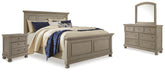 Diamond Furniture - Ashley Furniture - Lettner King Panel Bed, Dresser, Mirror and 2 Nightstands - King Panel Bed, Dresser, Mirror and 2 Nightstands - B733B48