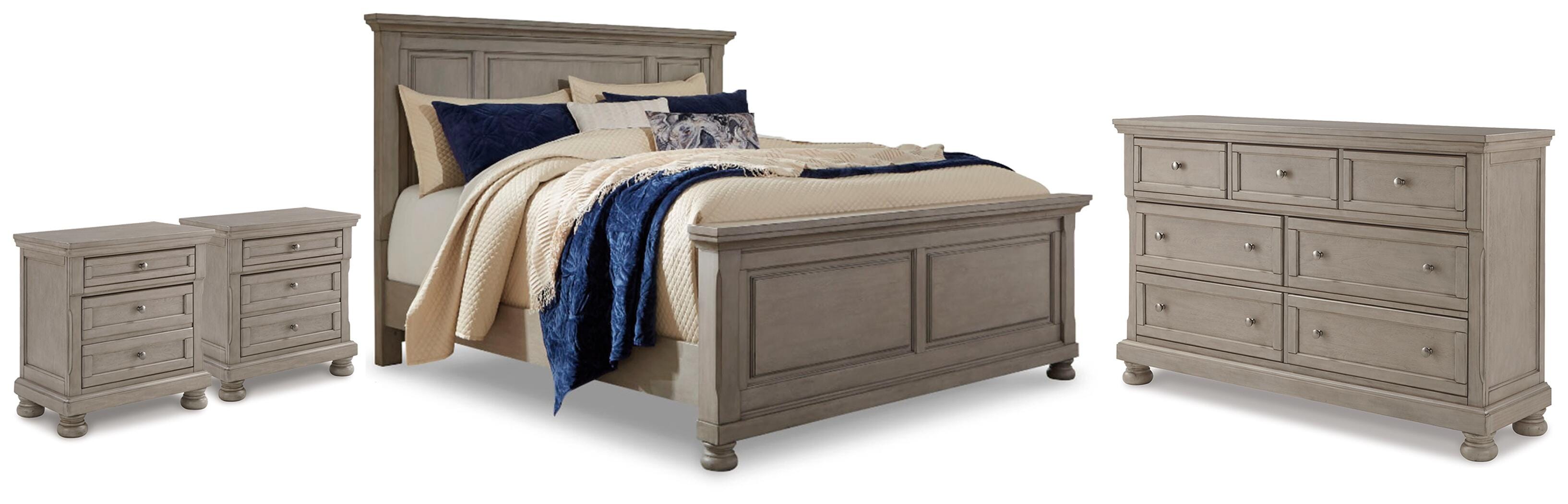 Diamond Furniture - Ashley Furniture - Lettner Queen Panel Bed, Dresser and 2 Nightstands - Queen Panel Bed, Dresser and 2 Nightstands - B733B60
