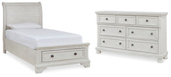 Diamond Furniture - Ashley Furniture - Robbinsdale Twin Sleigh Storage Bed and Dresser - Twin Sleigh Storage Bed and Dresser - B742B26