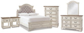 Diamond Furniture - Ashley Furniture - Realyn Full Upholstered Panel Bed, Dresser, Mirror, Chest and 2 Nightstands - Full Upholstered Panel Bed, Dresser, Mirror, Chest and 2 Nightstands - B743B77