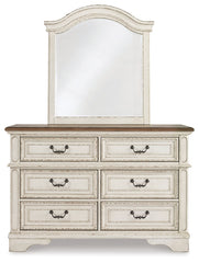 Realyn Full Upholstered Panel Bed, Dresser, Mirror, Chest and 2 Nightstands