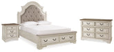 Diamond Furniture - Ashley Furniture - Realyn Queen Upholstered Panel Bed with Storage, Dresser and Nightstand - Queen Upholstered Panel Bed with Storage, Dresser and Nightstand - B743B57