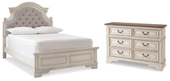 Diamond Furniture - Ashley Furniture - Realyn Full Upholstered Panel Bed with Dresser - Full Upholstered Panel Bed with Dresser - B743B34