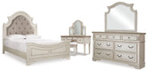 Diamond Furniture - Ashley Furniture - Realyn Queen Panel Bed, Dresser, Mirror and Vanity - Queen Panel Bed, Dresser, Mirror and Vanity - B743B86