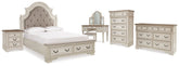 Diamond Furniture - Ashley Furniture - Realyn Queen Upholstery Panel Bed, Dresser, Chest, Nightstand, and Vanity Set - Queen Upholstery Panel Bed, Dresser, Chest, Nightstand, and Vanity Set - B743B35
