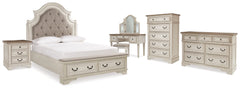 Diamond Furniture - Ashley Furniture - Realyn Queen Upholstery Panel Bed, Dresser, Chest, Nightstand, and Vanity Set - Queen Upholstery Panel Bed, Dresser, Chest, Nightstand, and Vanity Set - B743B35