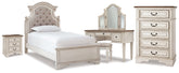 Diamond Furniture - Ashley Furniture - Realyn Twin Upholstered Panel Bed, Chest, Vanity and Nightstand - Twin Upholstered Panel Bed, Chest, Vanity and Nightstand - B743B99