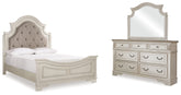 Diamond Furniture - Ashley Furniture - Realyn Queen Upholstered Panel Bed, Dresser and Mirror - Queen Upholstered Panel Bed, Dresser and Mirror / Two-tone - B743B3