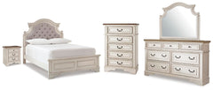 Diamond Furniture - Ashley Furniture - Realyn Full Upholstered Panel Bed, Dresser, Mirror, Chest and Nightstand - Full Upholstered Panel Bed, Dresser, Mirror, Chest and Nightstand - B743B104