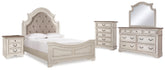 Diamond Furniture - Ashley Furniture - Realyn Queen Upholstered Panel Bed, Dresser, Mirror, Chest and Nightstand - Queen Upholstered Panel Bed, Dresser, Mirror, Chest and Nightstand - B743B47