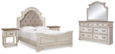 Diamond Furniture - Ashley Furniture - Realyn Queen Upholstered Panel Bed, Dresser, Mirror and 2 Nightstands - Queen Upholstered Panel Bed, Dresser, Mirror and 2 Nightstands - B743B49
