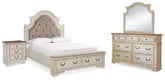 Diamond Furniture - Ashley Furniture - Realyn Queen Upholstery Panel Bed, Dresser, Mirror and Nightstand - Queen Upholstery Panel Bed, Dresser, Mirror and Nightstand - B743B36