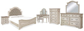 Diamond Furniture - Ashley Furniture - Realyn King Panel Bed, Dresser, Mirror, Chest, Vanity and Nightstand - King Panel Bed, Dresser, Mirror, Chest, Vanity and Nightstand - B743B58