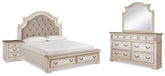 Diamond Furniture - Ashley Furniture - Realyn King Upholstered Panel Bed, Dresser, Mirror and Nightstand - King Upholstered Panel Bed, Dresser, Mirror and Nightstand - B743B33