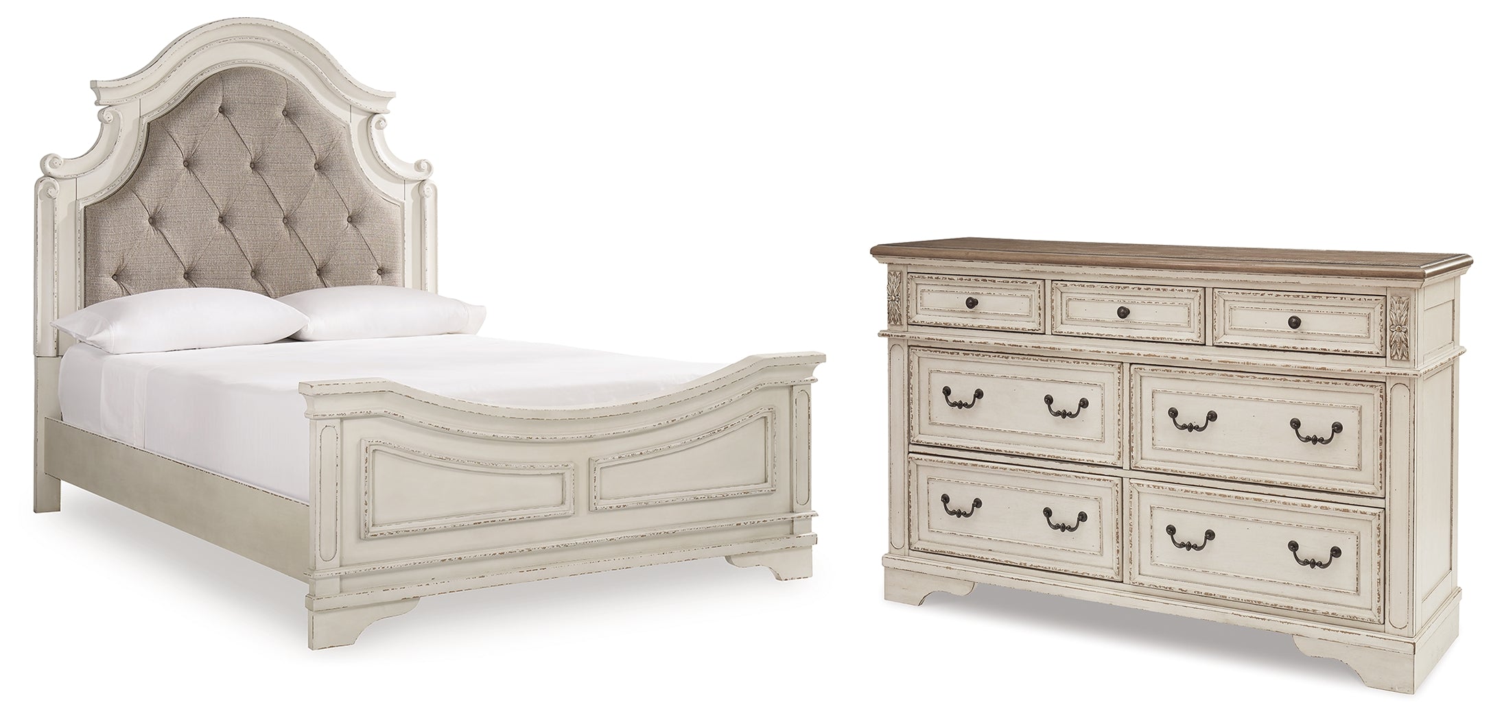 Diamond Furniture - Ashley Furniture - Realyn Queen Panel Bed and Dresser - Queen Panel Bed and Dresser - B743B72