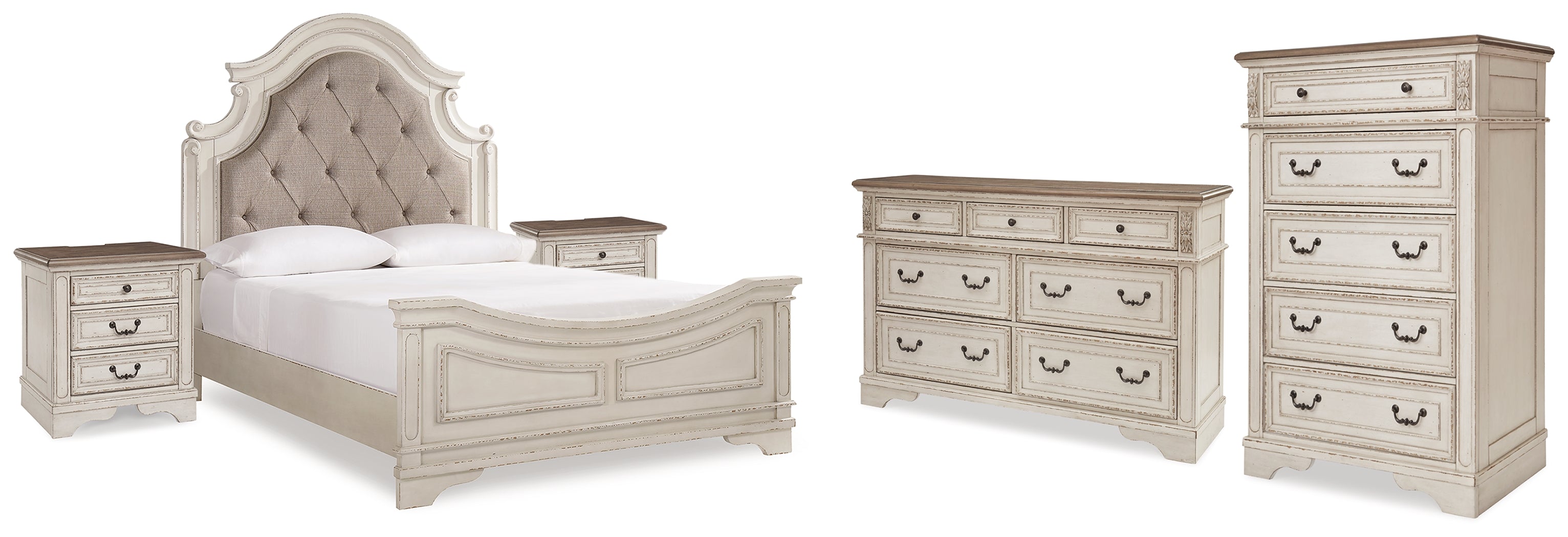 Diamond Furniture - Ashley Furniture - Realyn Queen Panel Bed, Dresser, Chest and 2 Nightstands - Queen Panel Bed, Dresser, Chest and 2 Nightstands - B743B45