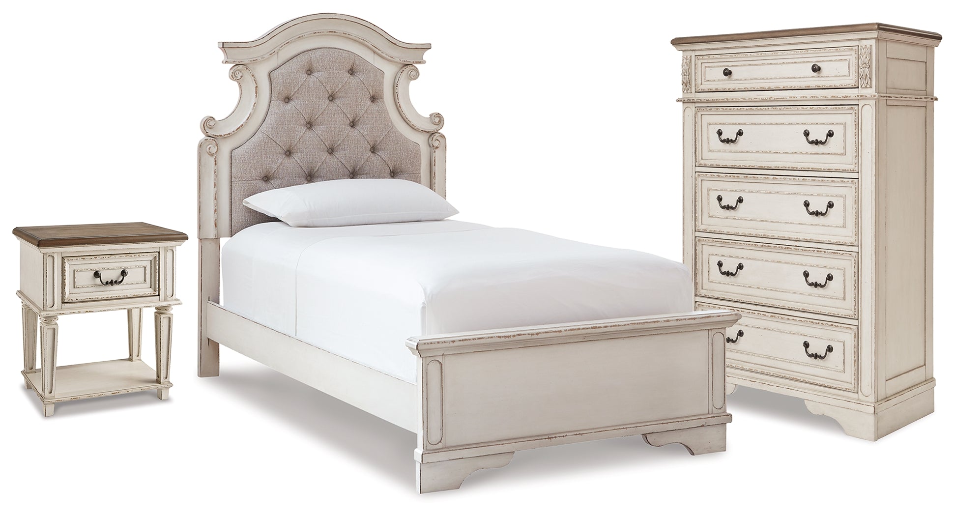 Diamond Furniture - Ashley Furniture - Realyn Twin Panel Bed, Chest and Nightstand - Twin Panel Bed, Chest and Nightstand - B743B93