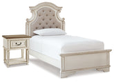 Diamond Furniture - Ashley Furniture - Realyn Twin Upholstered Panel Bed and Nightstand - Twin Upholstered Panel Bed and Nightstand - B743B53