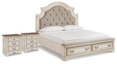 Diamond Furniture - Ashley Furniture - Realyn King Upholstered Panel Storage Bed and 2 Nightstands - King Upholstered Panel Storage Bed and 2 Nightstands - B743B87