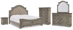 Diamond Furniture - Ashley Furniture - Lodenbay King Upholstered Panel Bed, Dresser, Mirror, Chest and Nightstand - King Upholstered Panel Bed, Dresser, Mirror, Chest and Nightstand - B751B11