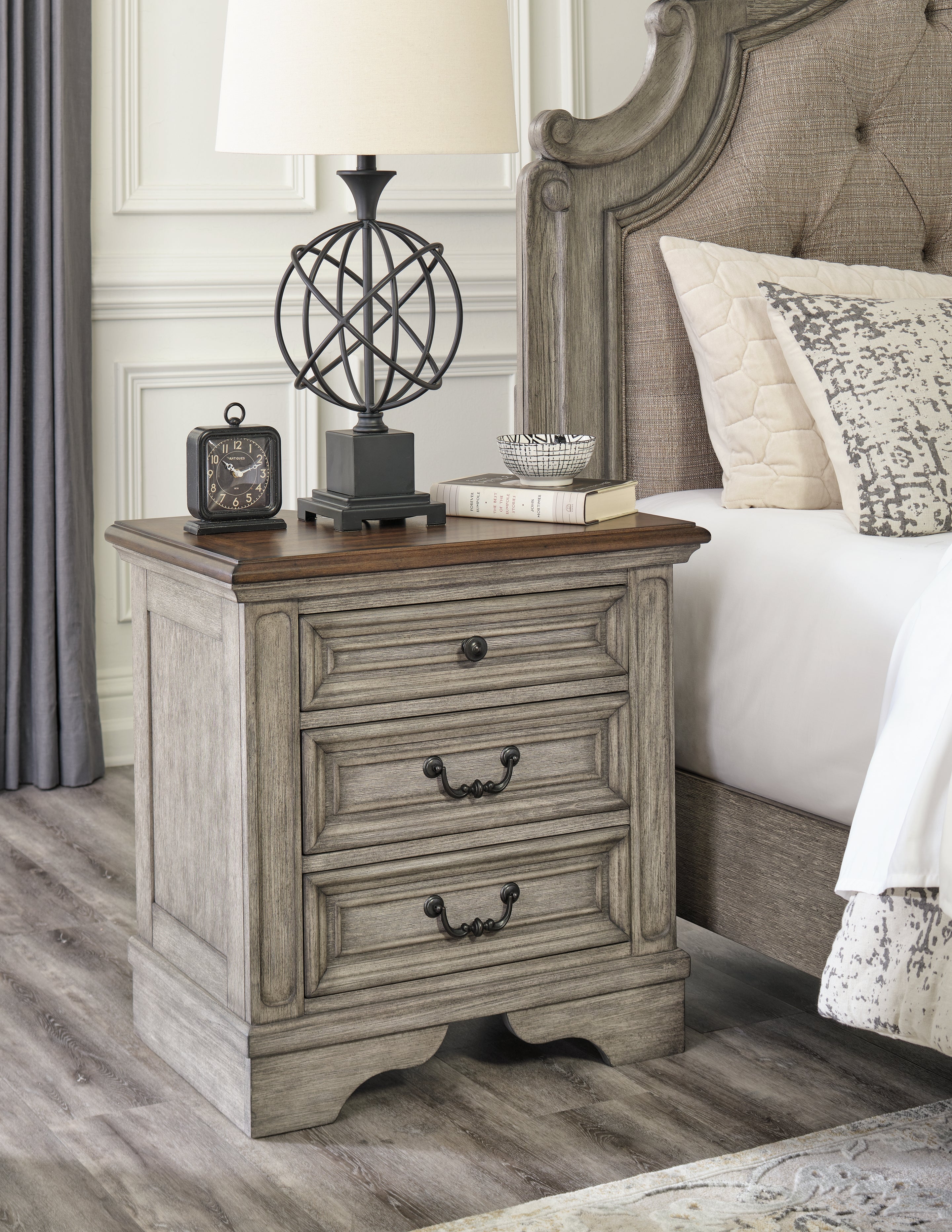 Diamond Furniture - Ashley Furniture - Lodenbay Nightstand - Three Drawer Night Stand - B751-93