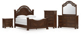 Diamond Furniture - Ashley Furniture - Lavinton Queen Poster Bed, Dresser, Mirror, Chest and Nightstand - Queen Poster Bed, Dresser, Mirror, Chest and Nightstand - B764B14