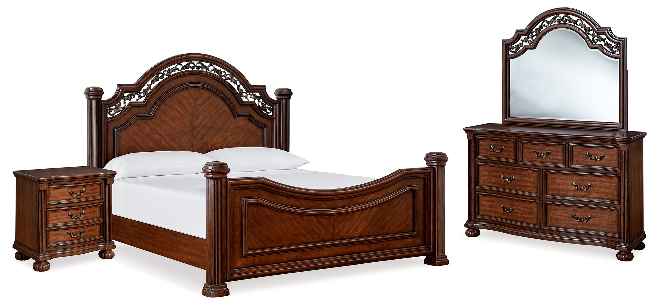Diamond Furniture - Ashley Furniture - Lavinton Queen Poster Bed, Dresser, Mirror and Nightstand - Queen Poster Bed, Dresser, Mirror and Nightstand - B764B13