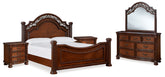 Diamond Furniture - Ashley Furniture - Lavinton King Poster Bed, Dresser, Mirror and Nightstand - King Poster Bed, Dresser, Mirror and Nightstand - B764B17