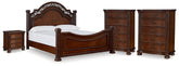 Diamond Furniture - Ashley Furniture - Lavinton King Poster Bed, 2 Chests and Nightstand - King Poster Bed, 2 Chests and Nightstand - B764B12