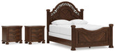 Diamond Furniture - Ashley Furniture - Lavinton Queen Poster Bed and 2 Nightstands - Queen Poster Bed and 2 Nightstands - B764B22