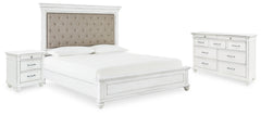 Diamond Furniture - Ashley Furniture - Kanwyn Queen Upholstered Panel Bed, Dresser, and Nightstand - Queen Upholstered Panel Bed, Dresser, and Nightstand - B777B17