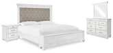 Diamond Furniture - Ashley Furniture - Kanwyn King Upholstered Storage Bed, Dresser, Mirror and Nightstand - King Upholstered Storage Bed, Dresser, Mirror and Nightstand - B777B25
