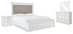 Diamond Furniture - Ashley Furniture - Kanwyn King Upholstered Storage Bed, Dresser, Mirror and Nightstand - King Upholstered Storage Bed, Dresser, Mirror and Nightstand - B777B25