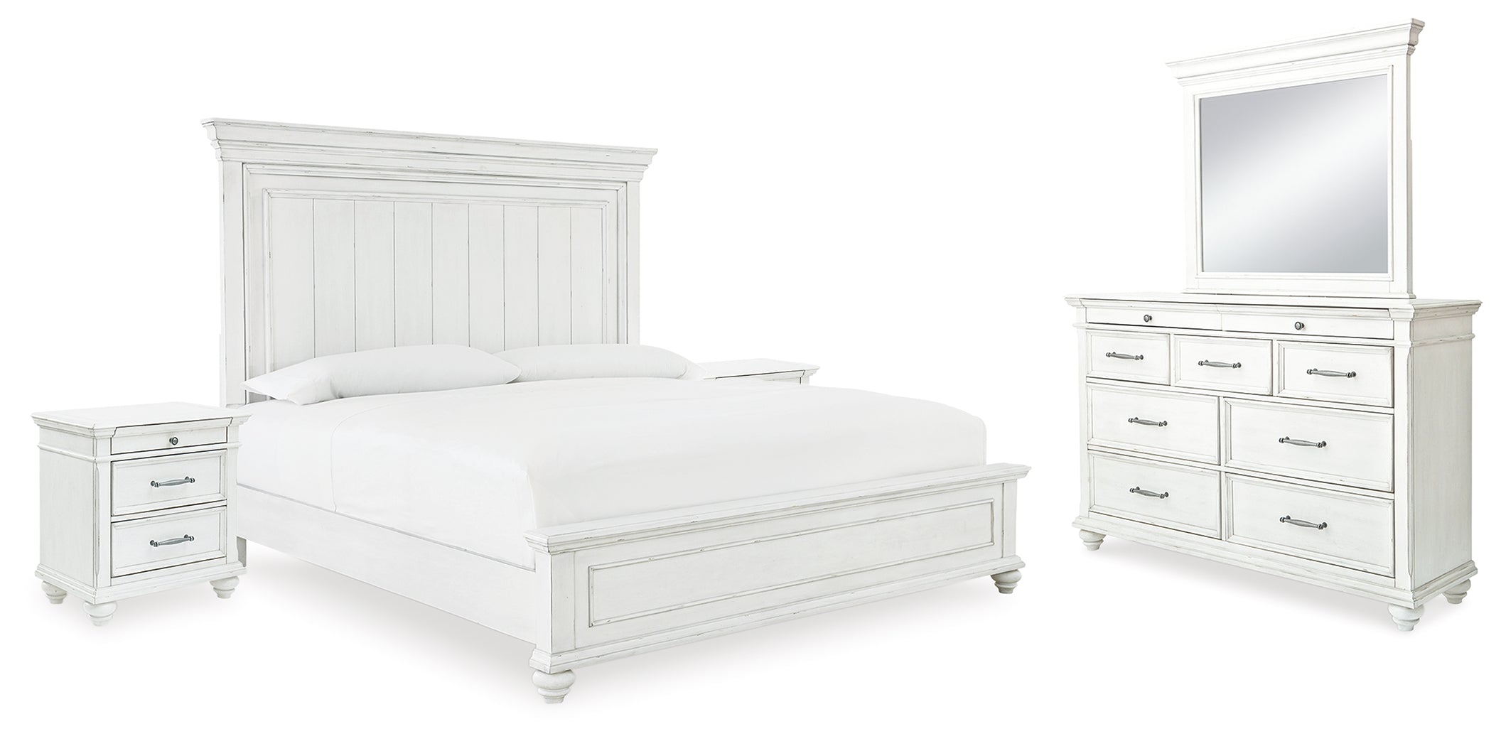 Diamond Furniture - Ashley Furniture - Kanwyn Queen Panel Bed, Dresser, Mirror and 2 Nightstands - Queen Panel Bed, Dresser, Mirror and 2 Nightstands - B777B28