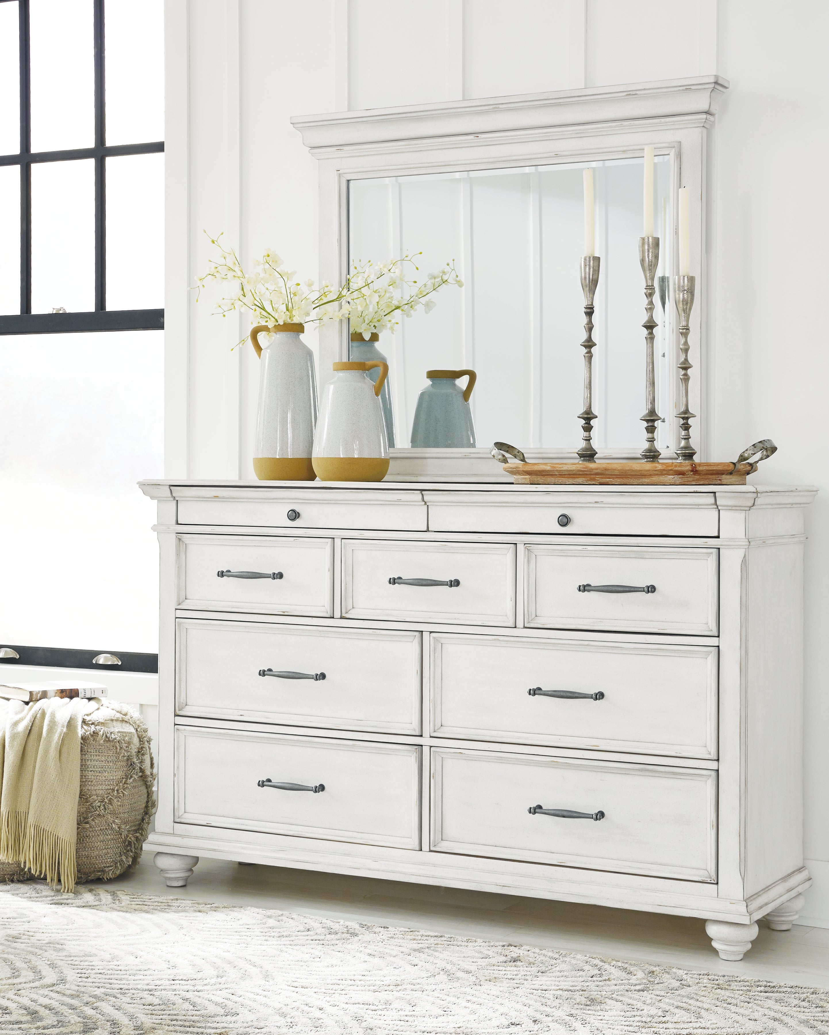 Diamond Furniture - Ashley Furniture - Kanwyn Dresser and Mirror - Dresser and Mirror - B777B1